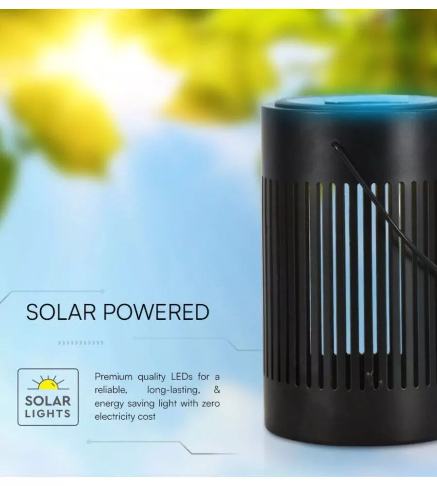 LAMPADA LED SOLARE DA TAVOLO RICARICABILE VTAC NERO 3000K